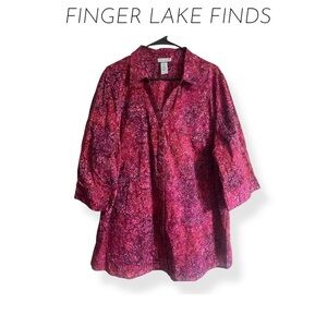 Catherine's 100% Cotton Batik Print Shirt, 1X